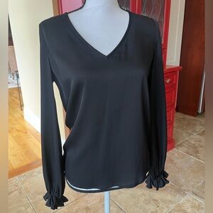 Diane Von Furstenberg Black V-Neck Blouse
